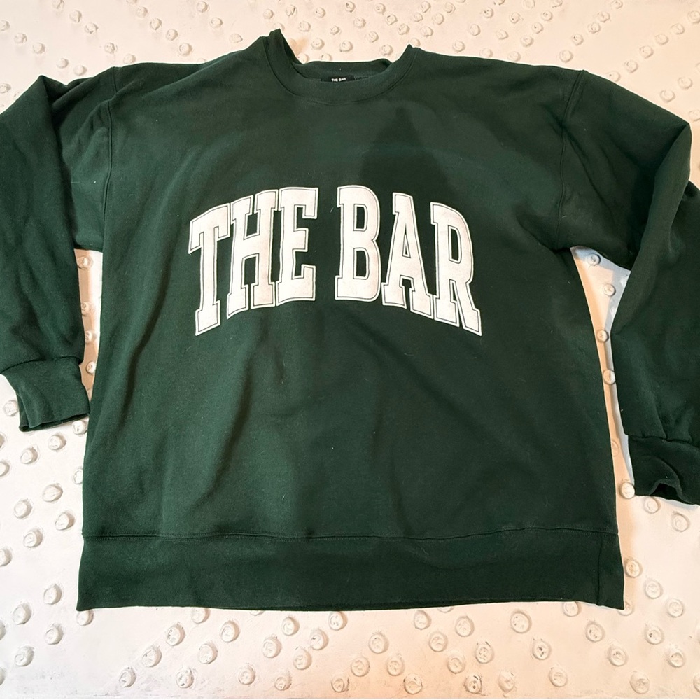 The Bar Forest Green Crewneck Sweatshirt with White Arch Logo